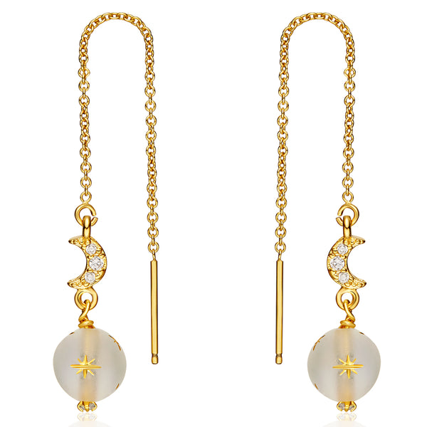 Zircon Crystal Cute Dangle Threader Earrings Drop Earrings Gold Jewelry Women fashionable