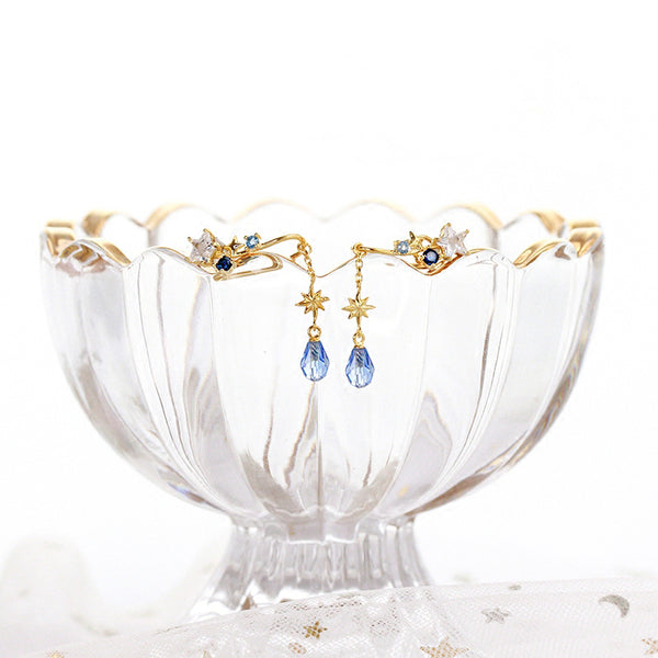 Zircon Drop Clip Earrings Gold Silver Handmade Chic Jewelry Women