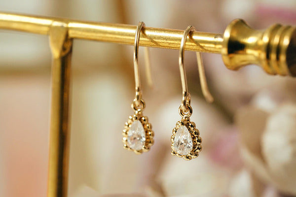 Zircon Drop Dangle Earrings Gold Plated Jewelry Accessories Women chic