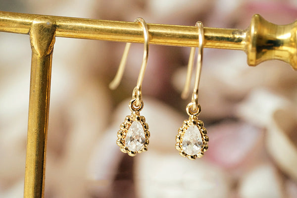 Zircon Drop Dangle Earrings Gold Plated Jewelry Accessories Women elegant