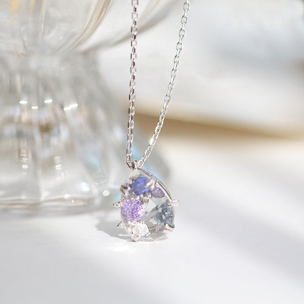Zircon White Quartz Crystal Teardrop Pendant Necklace Gold Silver Jewelry Women beautiful