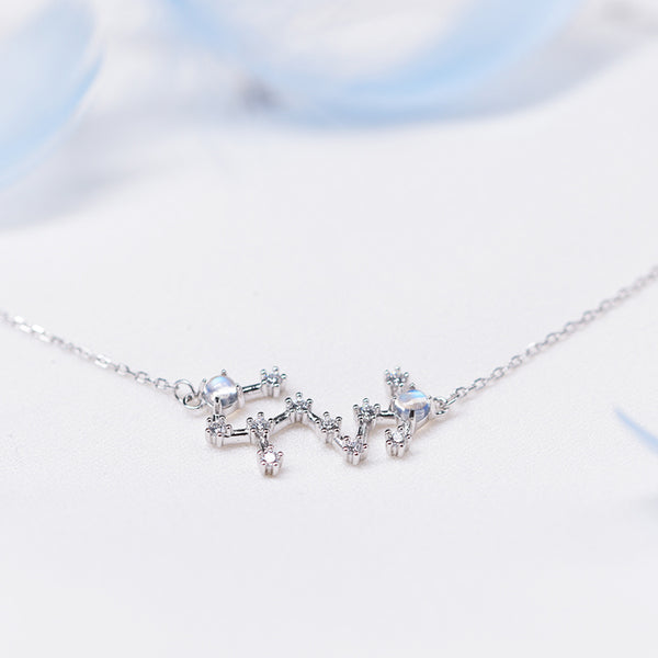 Zodiac Constellation Moonstone Pendant Necklace Gold Silver Gemstone Jewelry Women birthstone