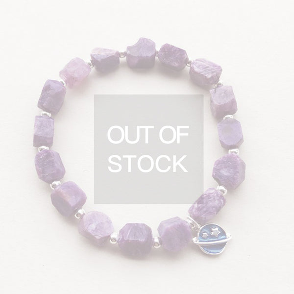 Raw Charoite Beaded Bracelet with Sterling Silver Handmade Jewelry Accessories Women