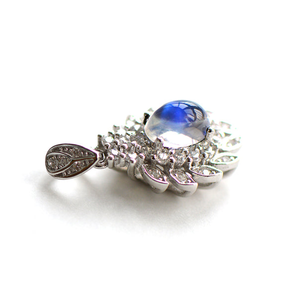 blue Moonstone Pendant Necklace Gold Sterling Silver Jewelry Women June Birthstone