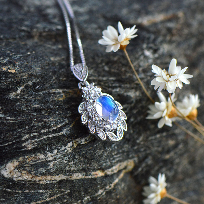 Buy Rainbow Moonstone pendant necklace, Tear drop silver pendant online at  aStudio1980.com