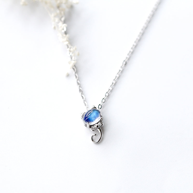 cute Moonstone Pendant Necklace Silver Handmade June Birthstone Gemstone Jewelry Accessories Women