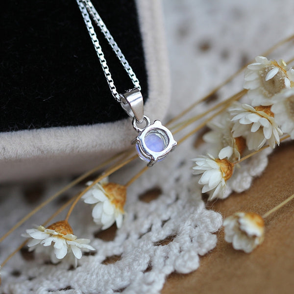 cute Moonstone Pendant Necklace Silver Handmade June Birthstone Gemstone Jewelry Accessories gift Women girl chic