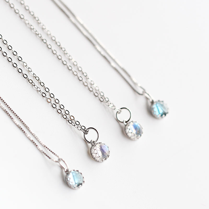 Silver Color Natural Gem Stone Pendant Necklace for Women