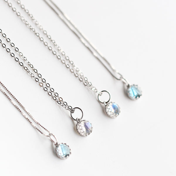 cute Moonstone Pendant Necklace Silver Handmade June Birthstone Gemstone Jewelry Accessories gift Women