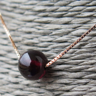 Garnet Bead Pendant Necklace Sterling Silver handmade Jewelry Accessories Women