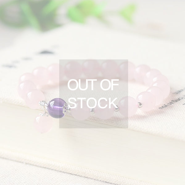 Rose Quartz Amethyst and Sterling Silver Bead Bracelet Handmade Jewelry Accessories Gifts for Women