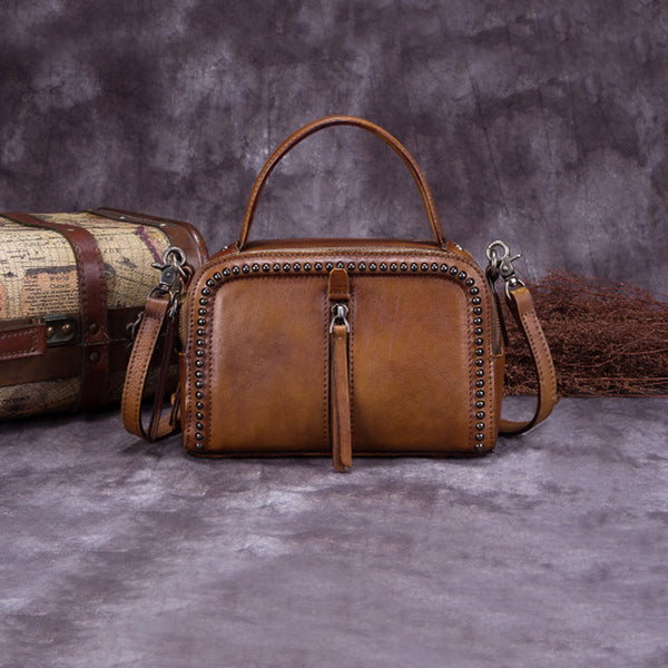 Vintage Genuine Leather Handbag Crossbody Shoulder Bags Purses Women brown
