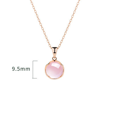 Rose Quartz Pendant Necklace 18K Gold Plated Sterling Silver Jewelry Accessories Gift For Women