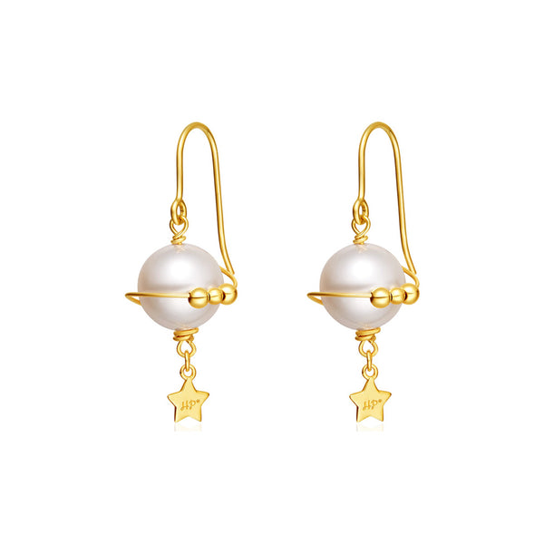 unique handmade Pearl Hook Clip Earrings Gold Jewelry Women chic